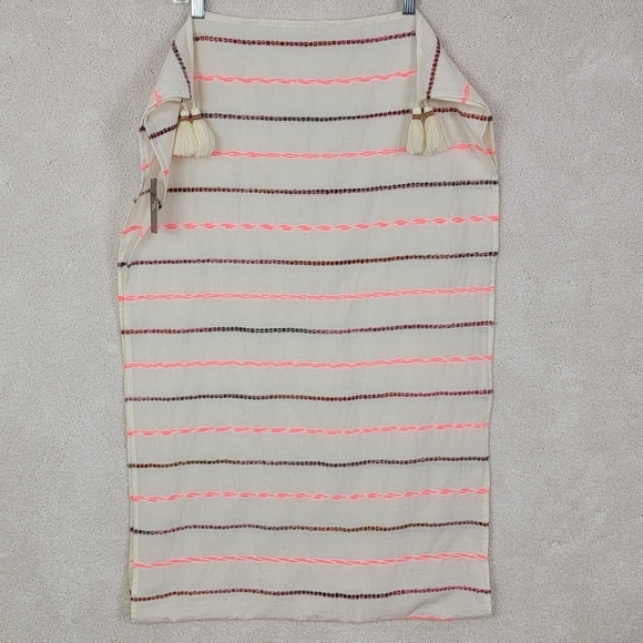 J. Jill Multi Color Cream Textured Striped Bohemian Scarf Made In India NEW - Picture 5 of 8